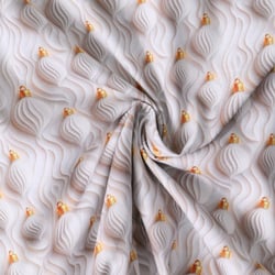 Tissu Coton imprimé Noélie boules avec petites attaches dorées sur fond Blanc - Au mètre