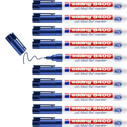 Lot de 10 marqueurs permanents pointe ogive 0,5-1 mm - EDDING - Bleu