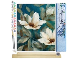 Peinture par Numéro Figured'Art - Déclinaison de fleurs blanches - Kit de Loisir Créatif DIY Numéro d'Art Complet - 40x50cm toile roulée + châssis en bois à monter