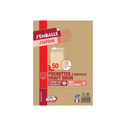 Enveloppes - Kraft - C4 - 229x324mm - A soufflets - Auto adhésive - Lot de 50 - GPV