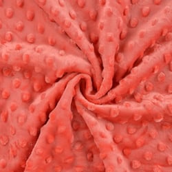 Tissu Doudou Ultra doux Pois Corail