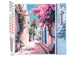 Peinture par Numéro Figured'Art - Ruelle fleurie - Kit de Loisir Créatif DIY Numéro d'Art Complet - 40x50cm sans châssis en bois