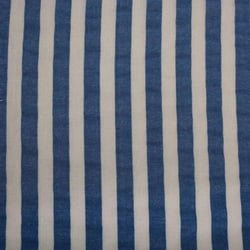 Tissu Coton imprimé Marina rayures Bleues jean sur fond Blanc - Au mètre