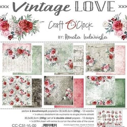 6 papiers scrapbooking 30 x30 cm Craft O' Clock VINTAGE LOVE