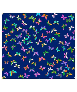 Tissu coton papillons de 150 cm de largeur 007 Bleu marine vendu par 50 cm