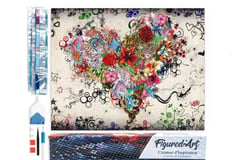 Diamond Painting Broderie Diamant Figured’Art 40x50cm toile entière roulée avec diamants carrés - Coeur Graffiti