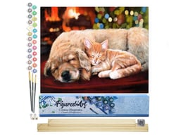 Peinture par Numéro Figured'Art - Sieste entre amis - Kit de Loisir Créatif DIY Numéro d'Art Complet - 40x50cm toile roulée + châssis en bois à monter