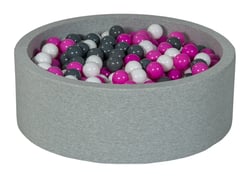 Piscine à balles Aire de jeu + 450 balles blanc, rose, gris - Velinda