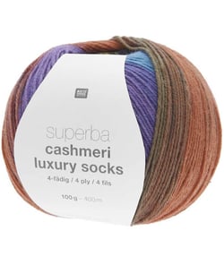 Pelote de Laine à Chaussettes Superba Cashmeri Luxury Socks 4 fils - 100g - Rico Design : Douceur et Luxe pour Vos Pieds Multicolore (022 - Joy)