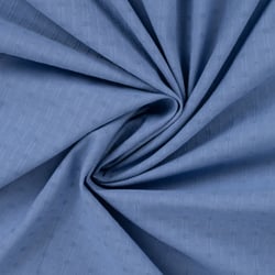 Tissu Voile de Coton brodé uni Violette broderie fine sur fond Bleu denim