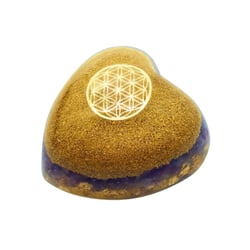 Coeur Orgonite Améthyste Fleur de vie - Omsaé