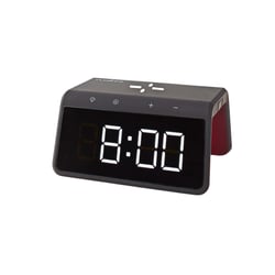 Nedis Réveil avec Fonction Chargeur Sans Fil Qi 15W et Snooze Modèle WCACQ30BK Noir