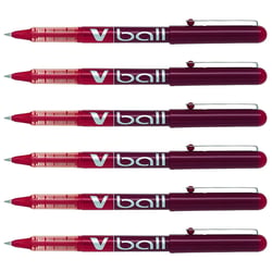 Lot de 6 Stylos roller V Ball VB5 Pilot encre liquide pointe fine rouge