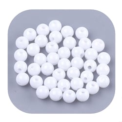 Lot de 50 Perles Opaque Acrylique Blanc Diamètre 8 mm - Creation Bijoux