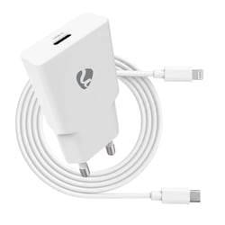 Nedis Chargeur Secteur GaN 20W USB-C Power Delivery avec Câble Lightning 1m Blanc