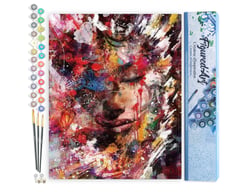 Peinture par Numéro Figured'Art - Visage féminin abstrait - Kit de Loisir Créatif DIY Numéro d'Art Complet - 40x50cm sans châssis en bois