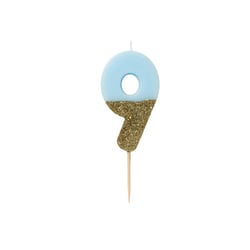 Bougie Blue Or Chiffre 9