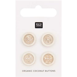 4 boutons en noix de coco - 13 mm