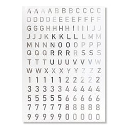 Stickers chiffres et alphabet transparents argentés 137 pièces