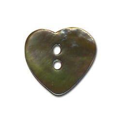 Bouton Nacre en forme de Coeur couleur Kaki