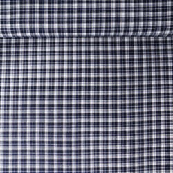Tissu Coton Chemise Éliott petit carreaux Bleu marine sur fond Blanc