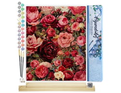 Peinture par Numéro Figured'Art - Fleurs Romantiques - Kit de Loisir Créatif DIY Numéro d'Art Complet - 40x50cm toile roulée + châssis en bois à monter