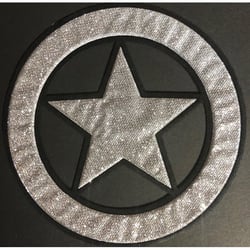 Ecusson thermocollant Etoile argentée brillante diamètre 10cm