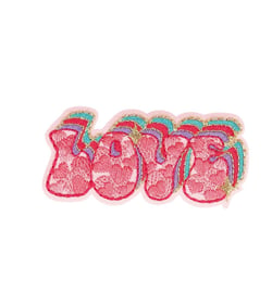 Lot de 3 écussons thermocollants love coeur planète love 6,9cm x 3,3cm