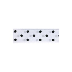 Disquette 25m ruban double face à pois blanc 15mm