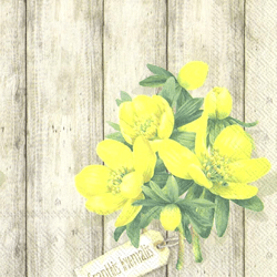 Lot de 4 serviettes en papier découpage collage 33 cm FLEUR JAUNE F 400