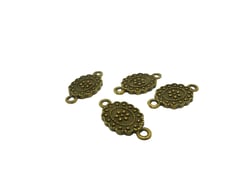 4 Connecteurs ovales ethniques  fleurs 18*11mm bronze