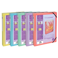 Boite de classement polypropylène Kreacover Pastel dos 40mm - A4 - Couleurs assorties - x 5 - Exacompta