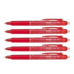 Lot de 5 Stylos roller rétractables Frixion Ball Clicker pointe fine Rouge