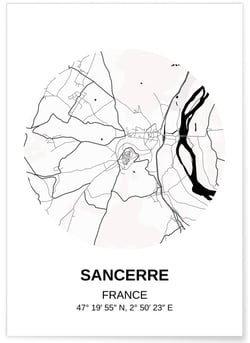 Affiche Carte Sancerre | A3 : 29,7x42cm
