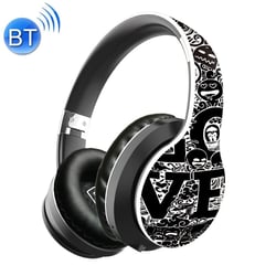Casque Audio Bluetooth Sans Fil Design Graffiti Autonomie Longue Compatible Tous Noir + Blanc YONIS