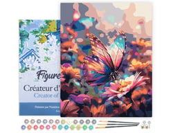 Peinture par Numéro Figured'Art avec Cadre - Papillon butinant - Kit de Loisir Créatif DIY Numéro d'Art Complet - 40x50cm toile tendue sur châssis