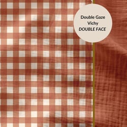 Tissu Double gaze Carreaux Rayures Terracotta
