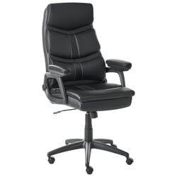 Fauteuil de Bureau Noir en Similicuir Siège Inclinable Rembourré Pivotant Maille