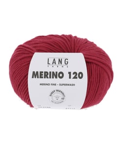 Pelote de laine à tricoter MERINO 120 - Lang Yarns Rouge (160)
