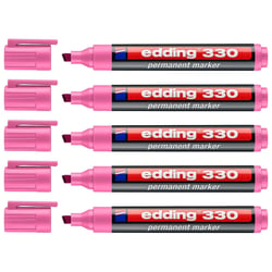 Lot de 5 marqueurs permanents - EDDING - Pointe biseau 1-5 mm - Rose