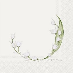 Lot de 4 serviettes en papier découpage collage 33 cm FLEUR MUGUET FA 1041