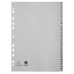 Intercalaires imprimés numériques PP recyclé gris - 31 positions - A4 - Gris - x 20 - Exacompta
