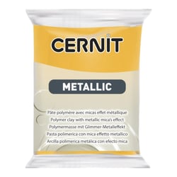 Pâte polymère - Opaque - A cuire - Pâte à modeler - Jaune - Bloc de 56g - Cernit - Metallic