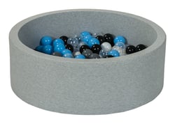 Piscine à balles Aire de jeu + 200 balles noir, blanc, transparent, gris, bleu clair - Velinda