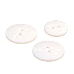Lot de 6 boutons rond plastique recyclé 2 trous blanc