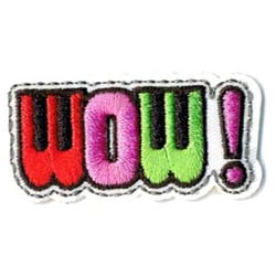 Ecusson thermocollant flashy WOW 5x2cm