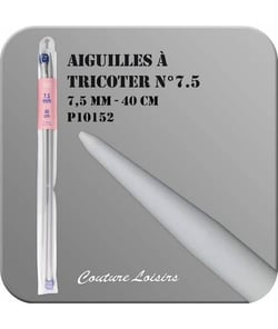 Aiguilles à Tricoter de 40cm en plastique n°6,5 à n°20 - Distrifil taille n°7,5