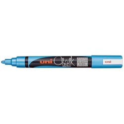 Lot de 6 marqueurs craie UNI-BALL Chalk PWE5M - Pointe ronde 1,8 mm - 2,5 mm - Bleu métallique
