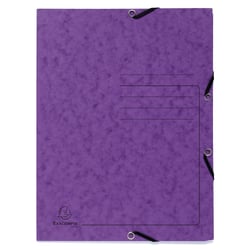 Chemise à élastique 3 rabats carte lustrée 355gm2 - A4 - Violet - x 25 - Exacompta
