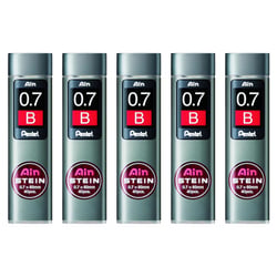 Mine de rechange Pentel - AIN STEIN C277 - 0,7 mm - Dureté B - Lot de 5 étuis de 40 mines